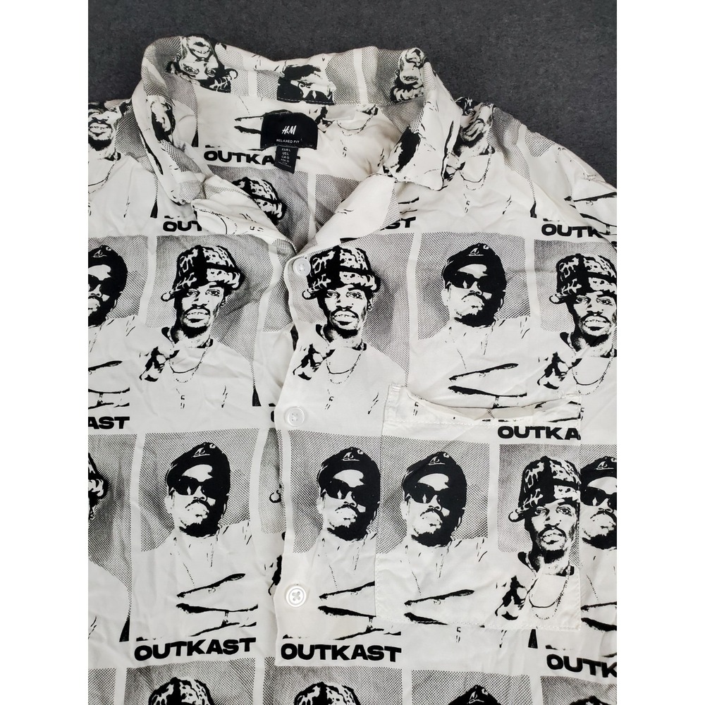 H&M x Outkast All Over Print Relaxed Fit Mens Hip-Hop Button Up Shirt Large